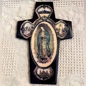 Our Lady of Guadalupe Wooden Cross, Religious Hanging Wall Art,